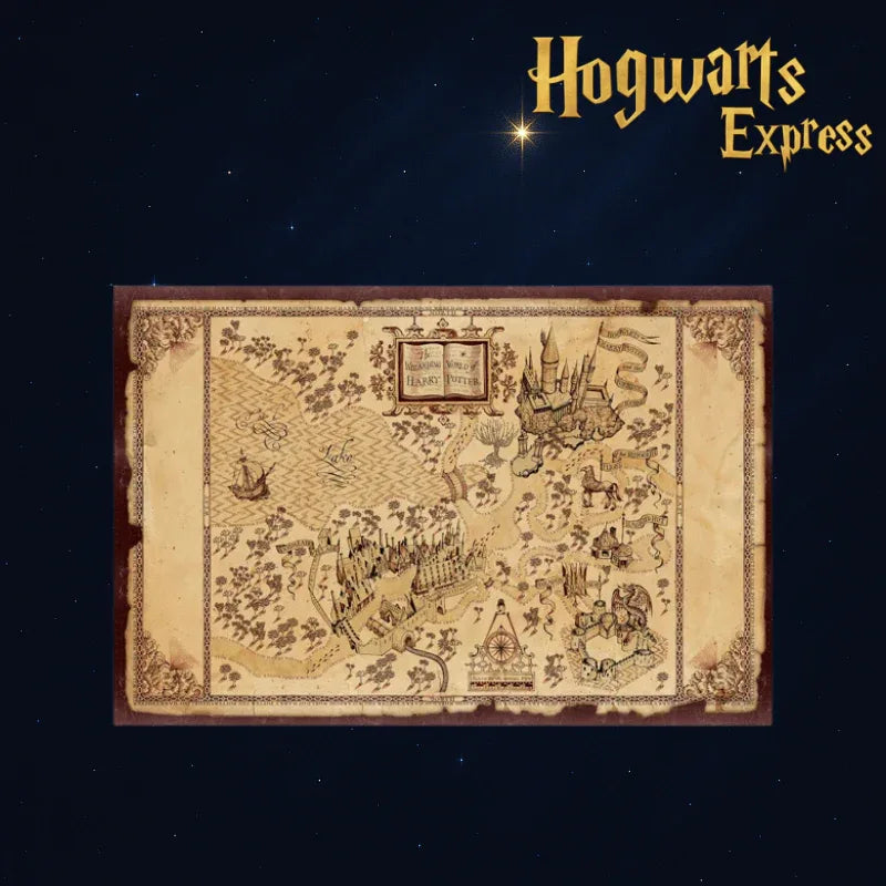 Mapa do Mundo Mágico – Canvas Vintage do Castelo de Hogwarts (60x90 cm) - Hogwarts™ Express