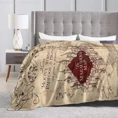 Manta Mapa do Maroto™ – Hogwarts™ Edição Luxo em Flanela Sherpa