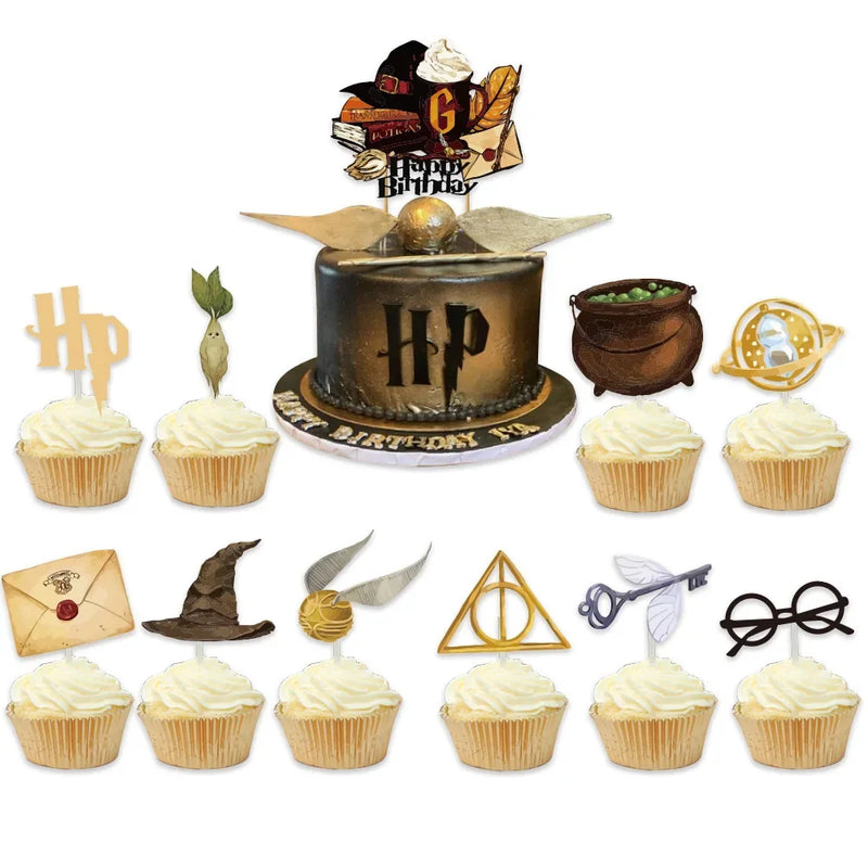 Kit Mágico de Topper para Cupcakes e Bolos – Festa Temática Harry Potter™