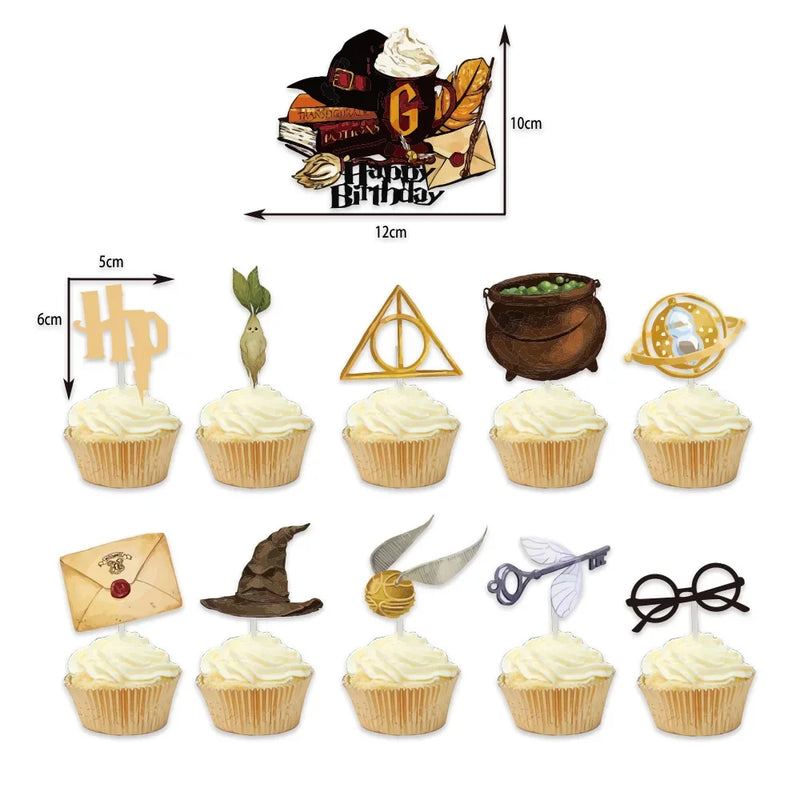 Kit Mágico de Topper para Cupcakes e Bolos – Festa Temática Harry Potter™