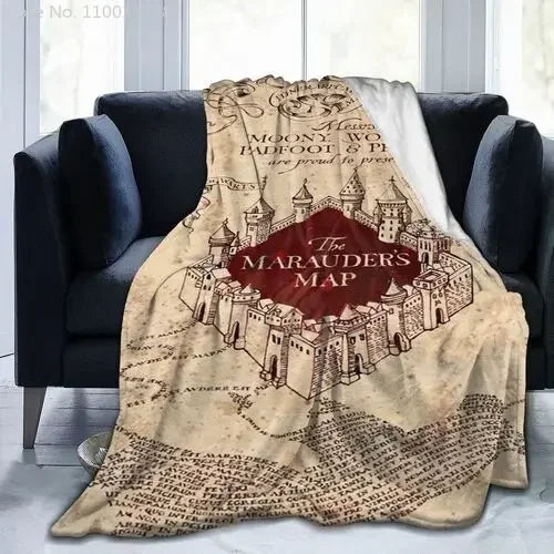 Manta Mapa do Maroto™ – Hogwarts™ Edição Luxo em Flanela Sherpa